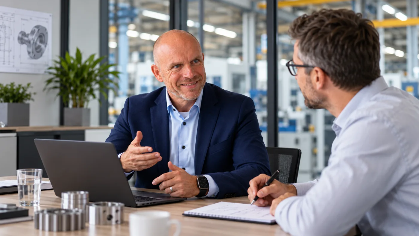 Joris Cabri in gesprek met een salesmanager