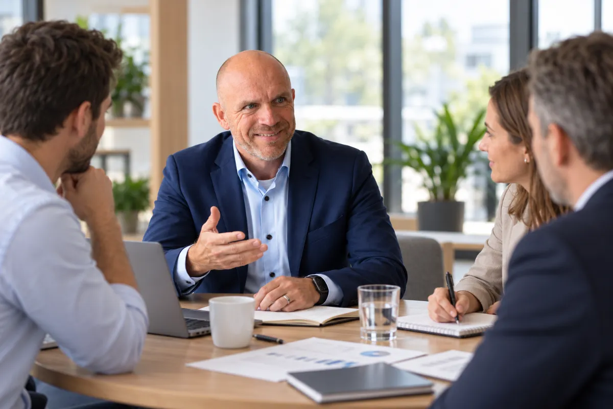 Joris Cabri in gesprek met een salesteam